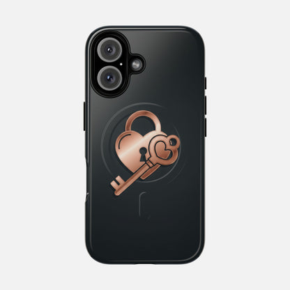Rose Gold Lock & Key Design iPhone Case — Tough Magnetic | MagSafe Compatible