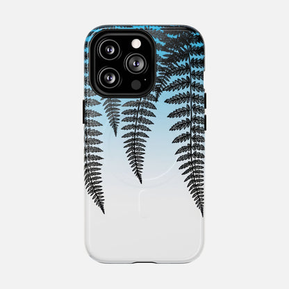 Fern Silhouette With Blue Ombre iPhone Case — Tough Magnetic | MagSafe Compatible