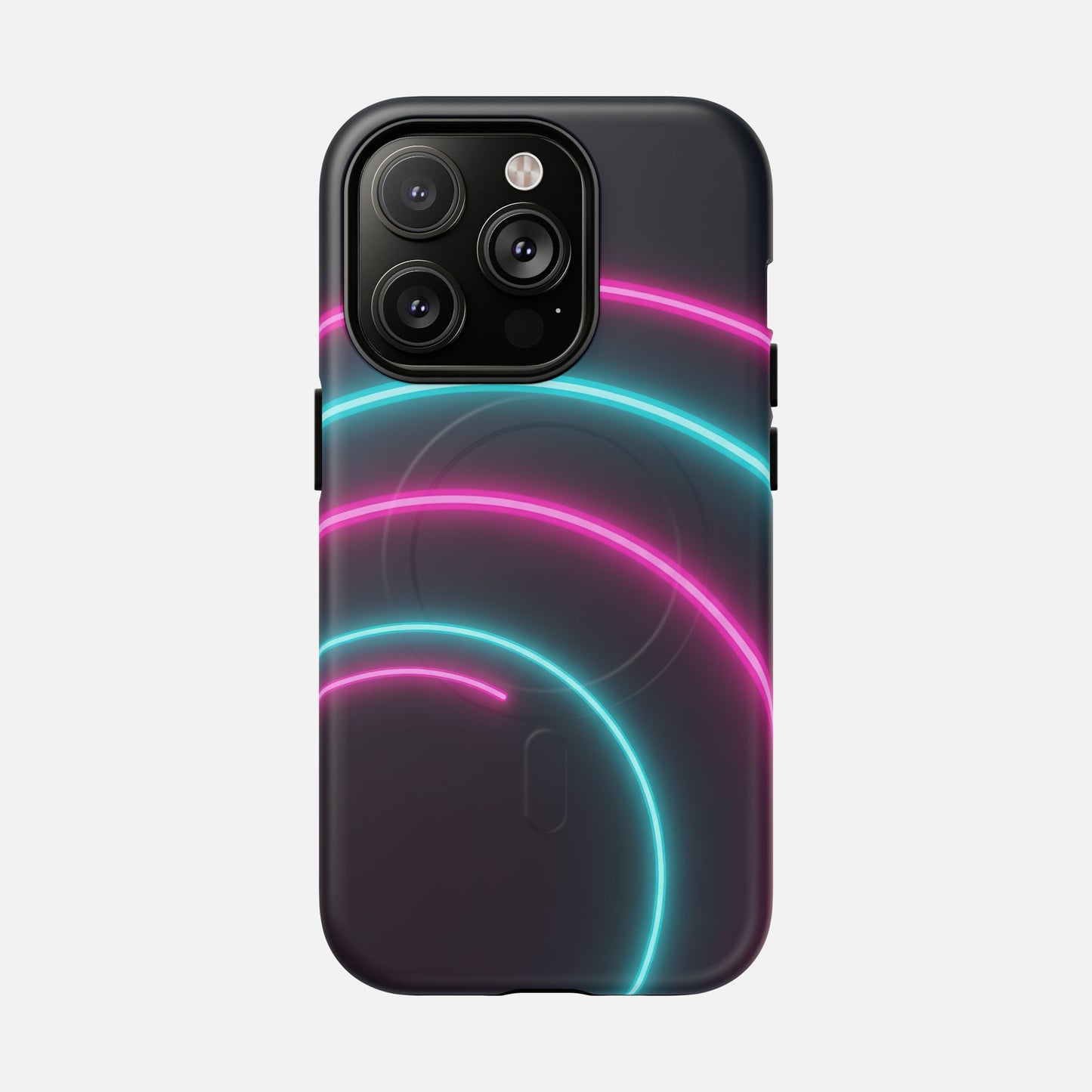 Neon Arc with Pink & Teal Glow iPhone Case — Tough Magnetic | MagSafe Compatible
