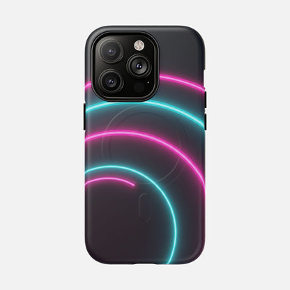 Neon Arc with Pink & Teal Glow iPhone Case — Tough Magnetic | MagSafe Compatible