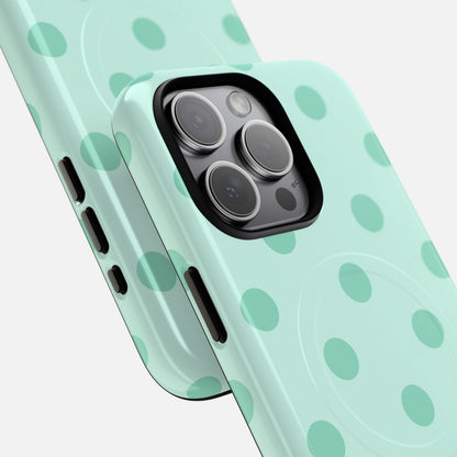 Mint Polka Dot iPhone Case — Tough Magnetic | MagSafe Compatible
