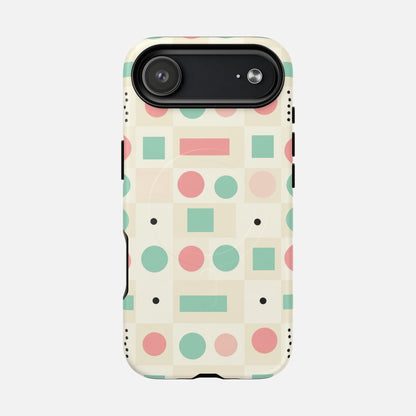 Pastel Circles & Squares iPhone Case — Tough Magnetic | MagSafe Compatible
