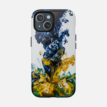 Abstract Ink Splash Tough Magnetic Phone Case iPhone 15 Glossy Phone Case