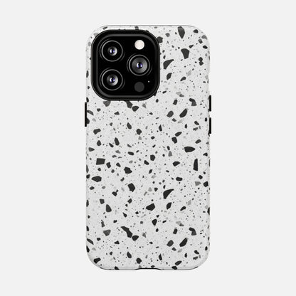 Terrazzo Black & White iPhone Case — Tough Magnetic | MagSafe Compatible