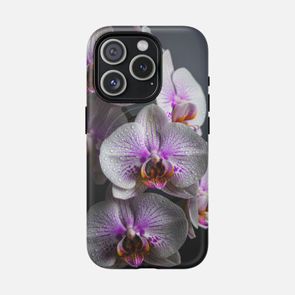 Orchid Bloom Tough Magnetic Phone Case — Waterdrop Floral Protection iPhone 15 Pro Matte Phone Case