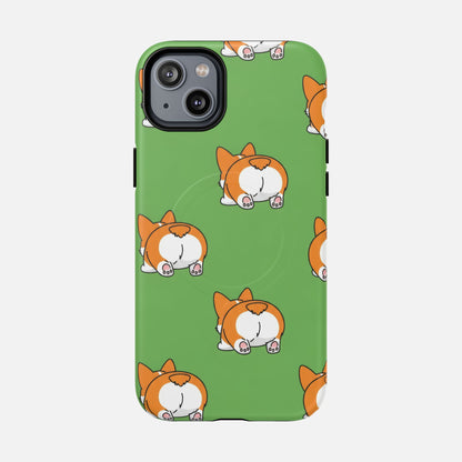 Corgi Bum Magnetic Tough Case — Cute Cartoon Dog Phone Cover iPhone 14 Plus Matte Phone Case