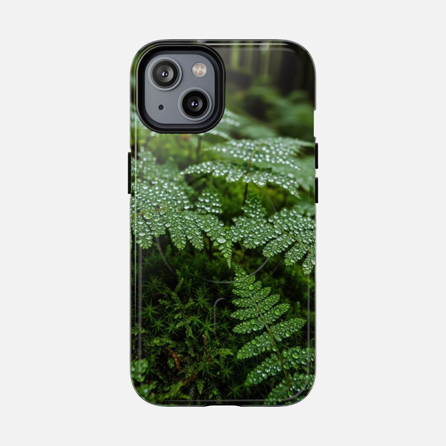 Fern Dew Tough Magnetic Phone Case — Nature Photography Protective Cover iPhone 14 Glossy Phone Case
