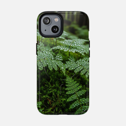 Fern Dew Tough Magnetic Phone Case — Nature Photography Protective Cover iPhone 14 Glossy Phone Case