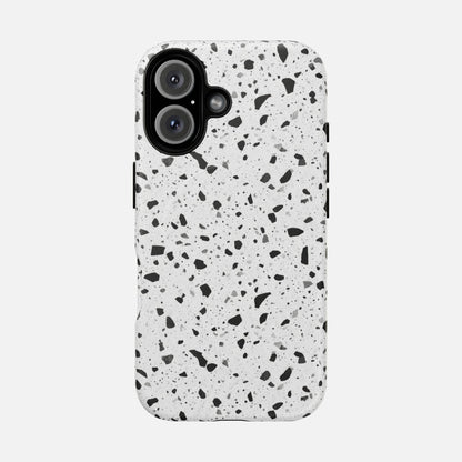 Terrazzo Black & White iPhone Case — Tough Magnetic | MagSafe Compatible