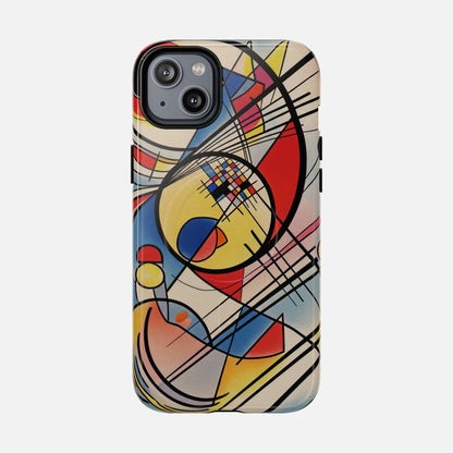 Abstract Geometric Phone Case — Colorful Modern Art Tough Magnetic Case iPhone 14 Plus Glossy Phone Case