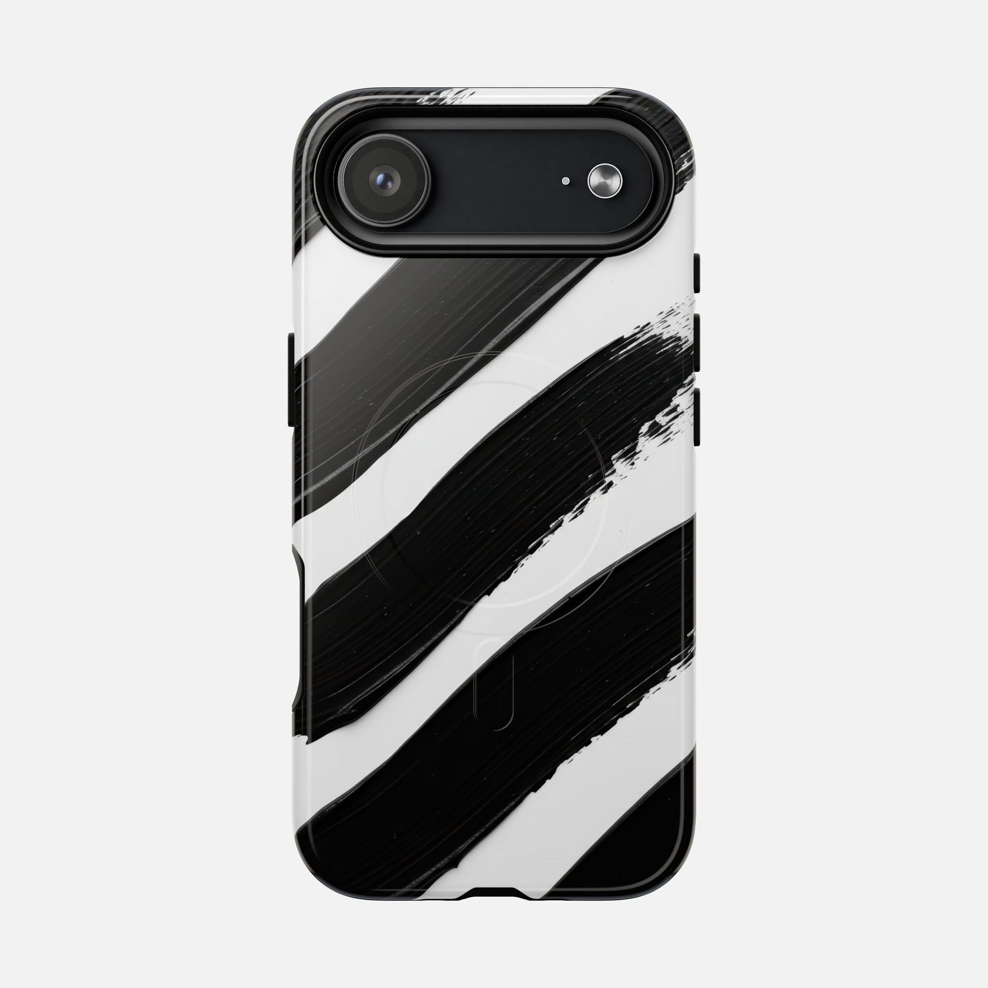 Abstract Black Brushstroke Magnetic Phone Case iPhone 17 Air Glossy Phone Case