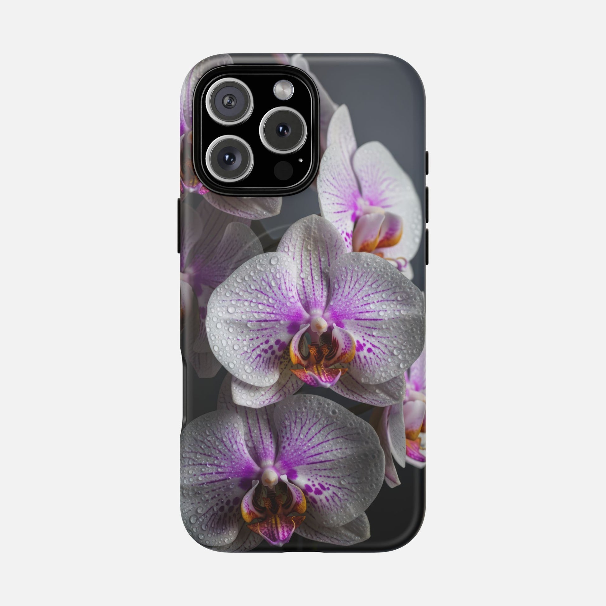 Orchid Bloom Tough Magnetic Phone Case — Waterdrop Floral Protection iPhone 16 Pro Max Matte Phone Case