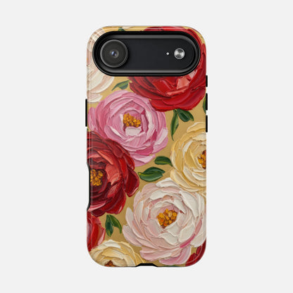 Floral Camellia With Rose & Blush Blooms iPhone Case — Tough Magnetic | MagSafe Compatible