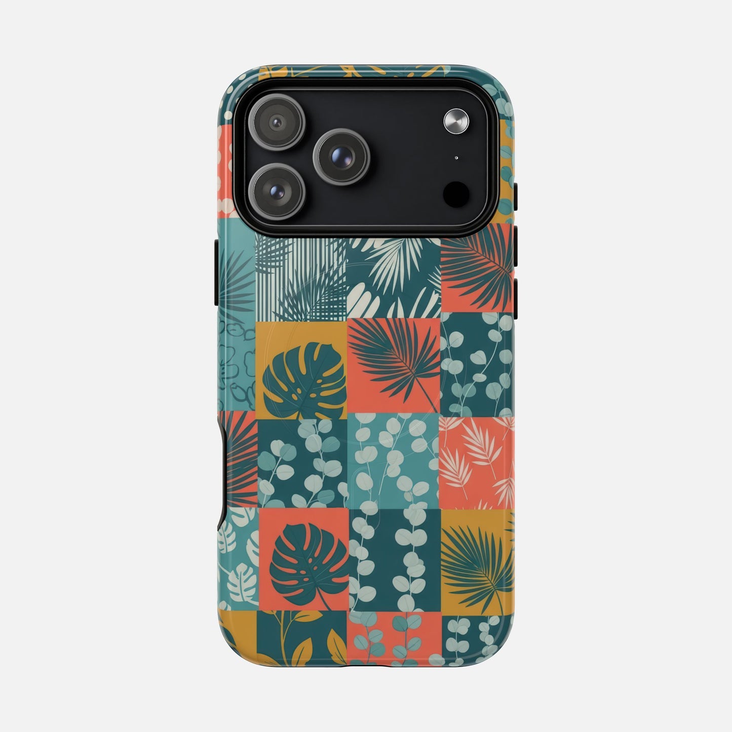 Tropical Patchwork Tough Magnetic Phone Case iPhone 17 Pro Max Glossy Phone Case
