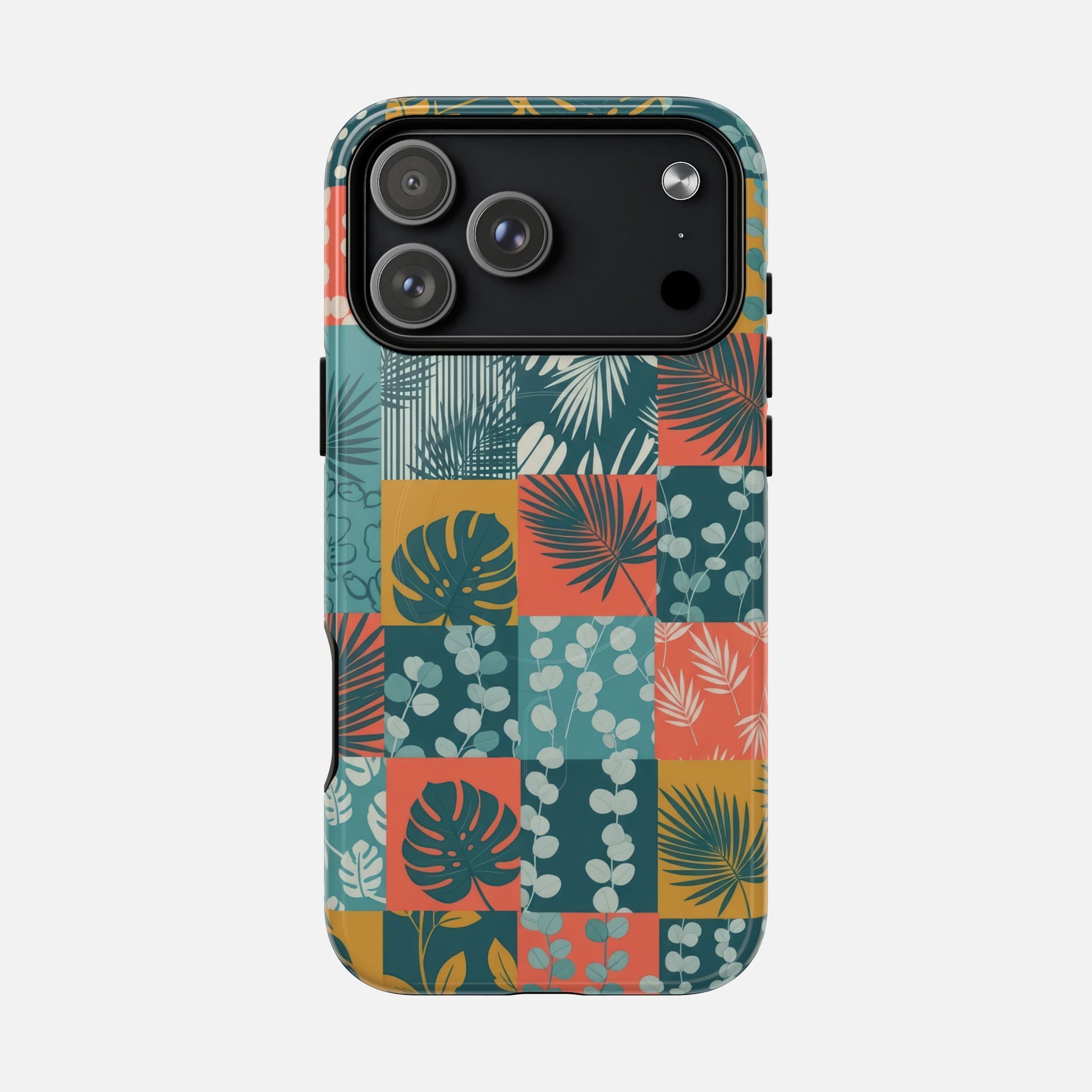 Tropical Patchwork Tough Magnetic Phone Case iPhone 17 Pro Max Glossy Phone Case