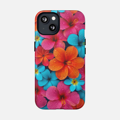 Colorful Tropical Plumeria Floral iPhone Case — Tough Magnetic | MagSafe Compatible