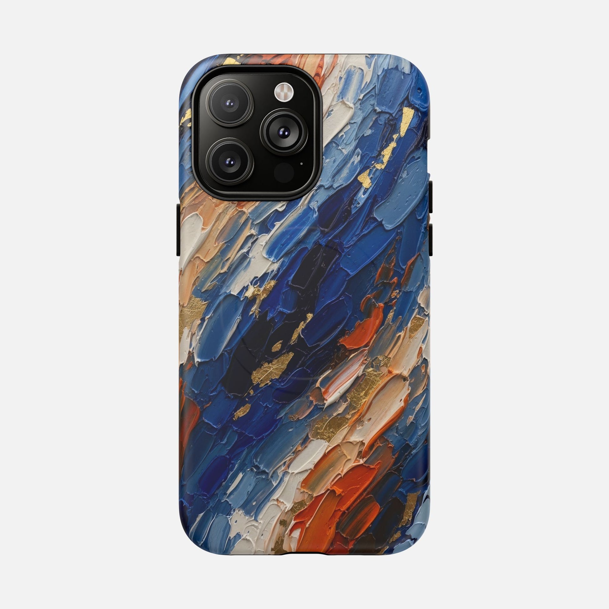 Magnetic Phone Case — Abstract Blue & Orange Paint Texture iPhone 14 Pro Max Matte Phone Case