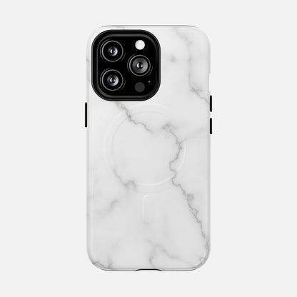 White Marble iPhone Case — Tough Magnetic | MagSafe Compatible