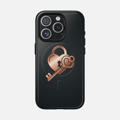 Rose Gold Lock & Key Design iPhone Case — Tough Magnetic | MagSafe Compatible
