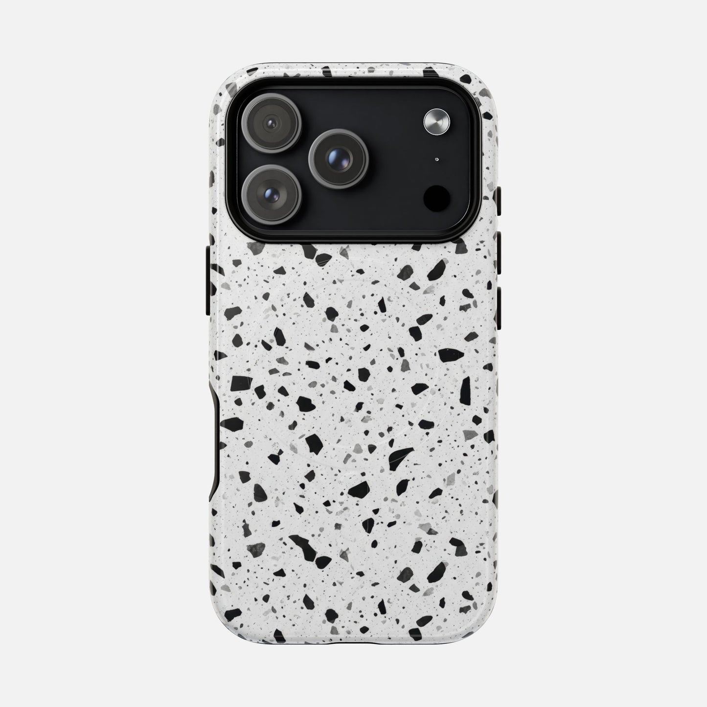 Terrazzo Black & White iPhone Case — Tough Magnetic | MagSafe Compatible