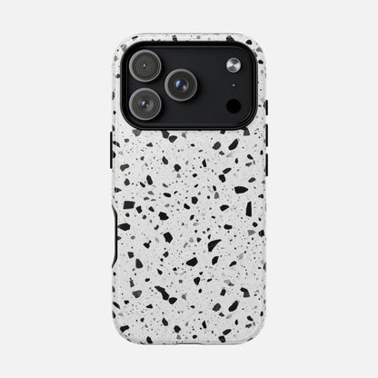 Terrazzo Black & White iPhone Case — Tough Magnetic | MagSafe Compatible