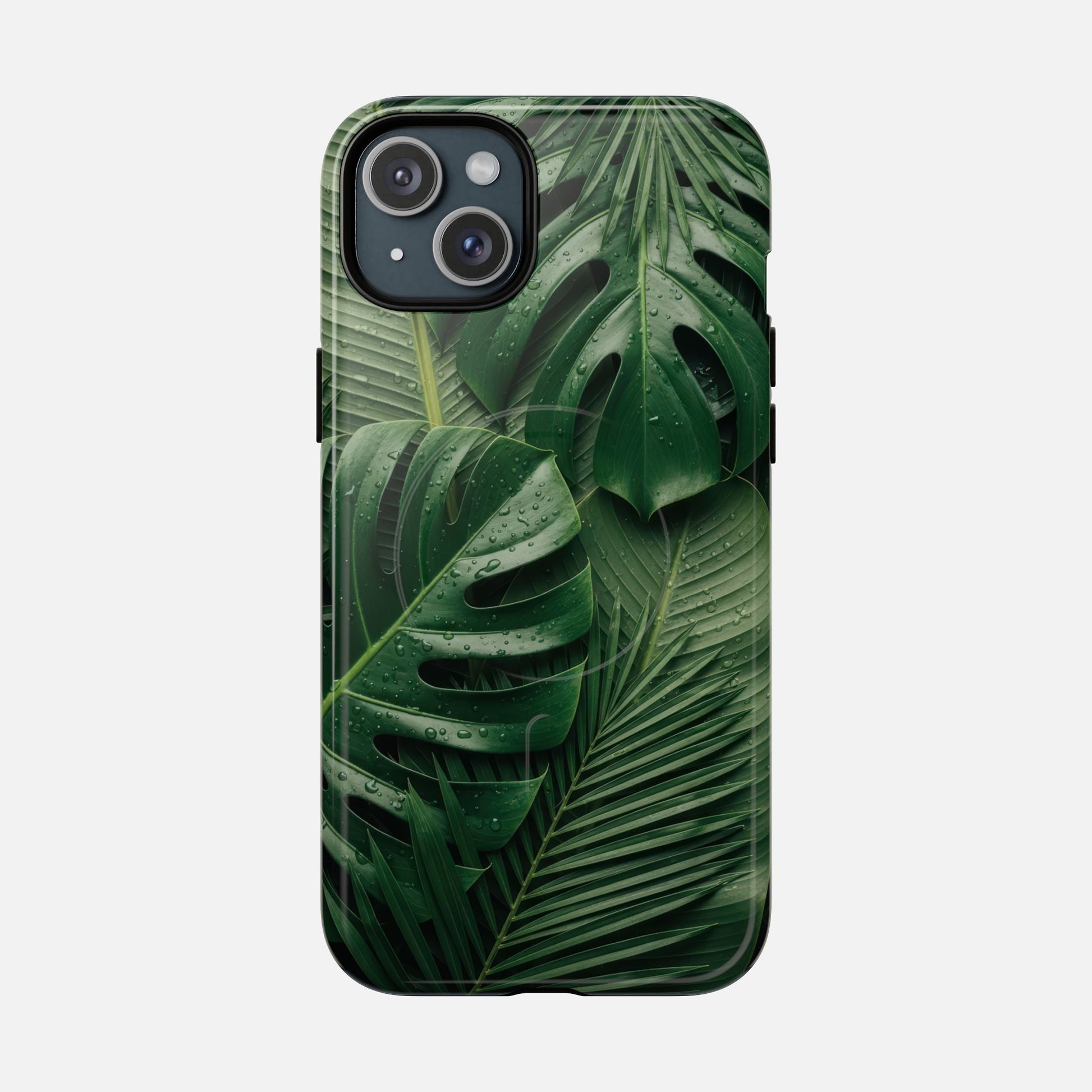 Tropical Monstera Magnetic Phone Case — Tough Protective iPhone Cover iPhone 15 Plus Glossy Phone Case