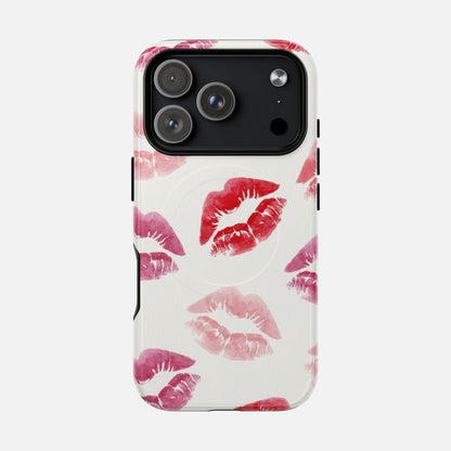 Pink Kiss Print iPhone Case — Tough Magnetic | MagSafe Compatible