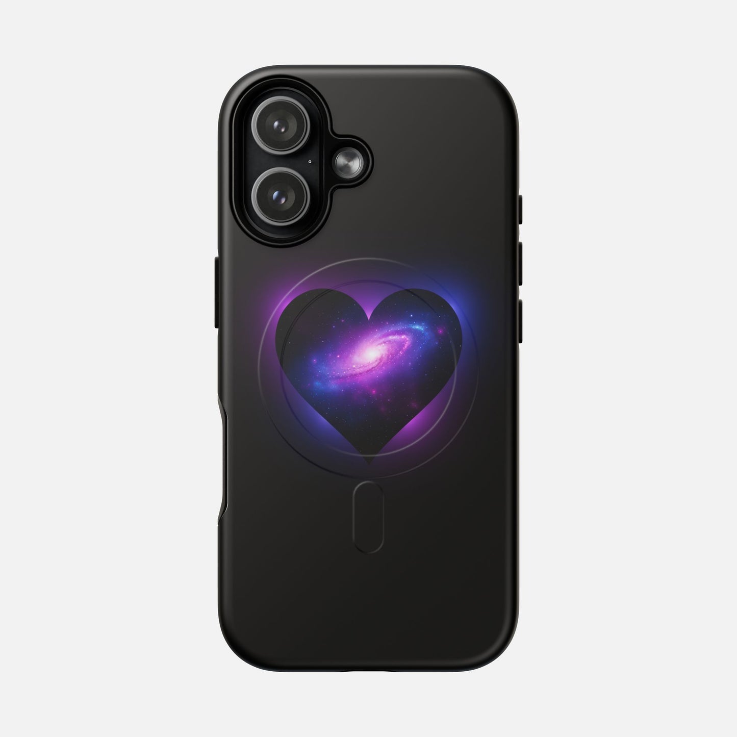 Galaxy Heart Tough Magnetic Phone Case — Magnetic Protective iPhone Cover with Purple Nebula Design iPhone 17 Matte Phone Case
