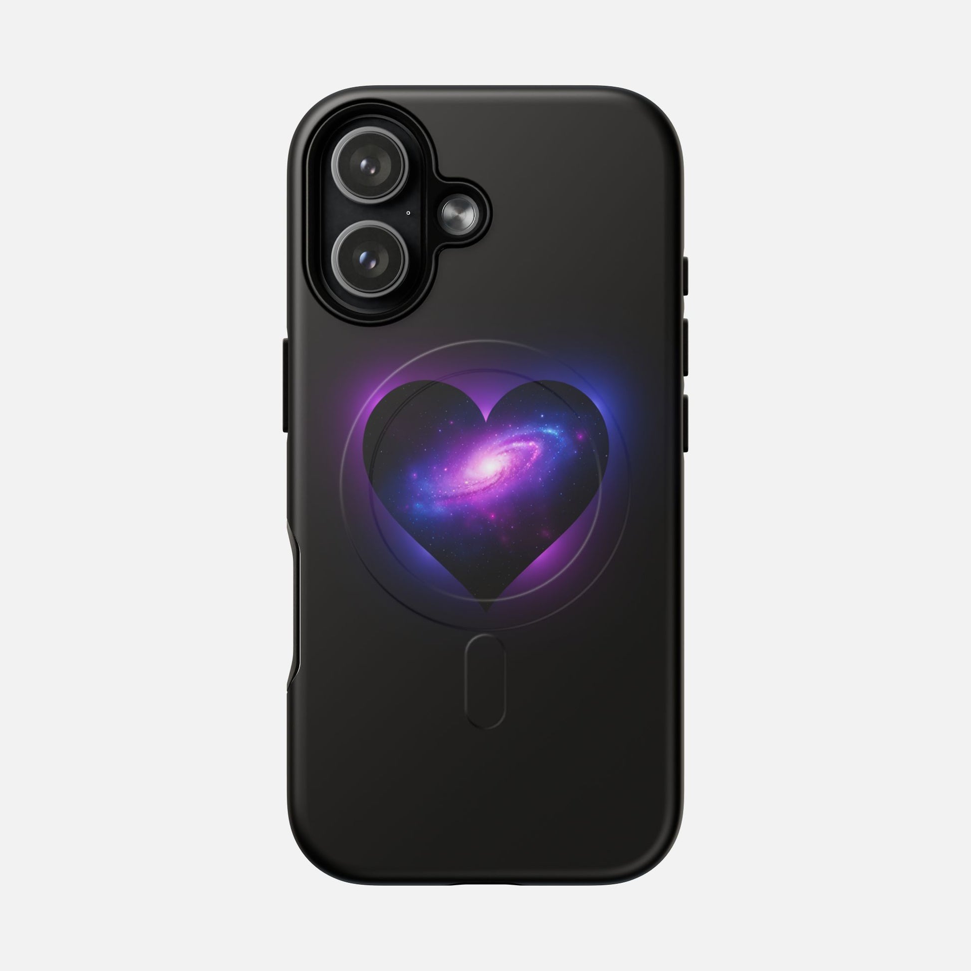 Galaxy Heart Tough Magnetic Phone Case — Magnetic Protective iPhone Cover with Purple Nebula Design iPhone 17 Matte Phone Case