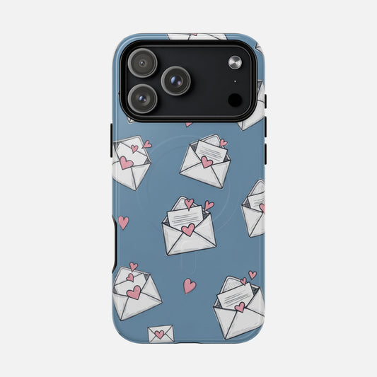 Magnetic Phone Case — Love Letter Envelopes Pattern, Protective Tough Cover
