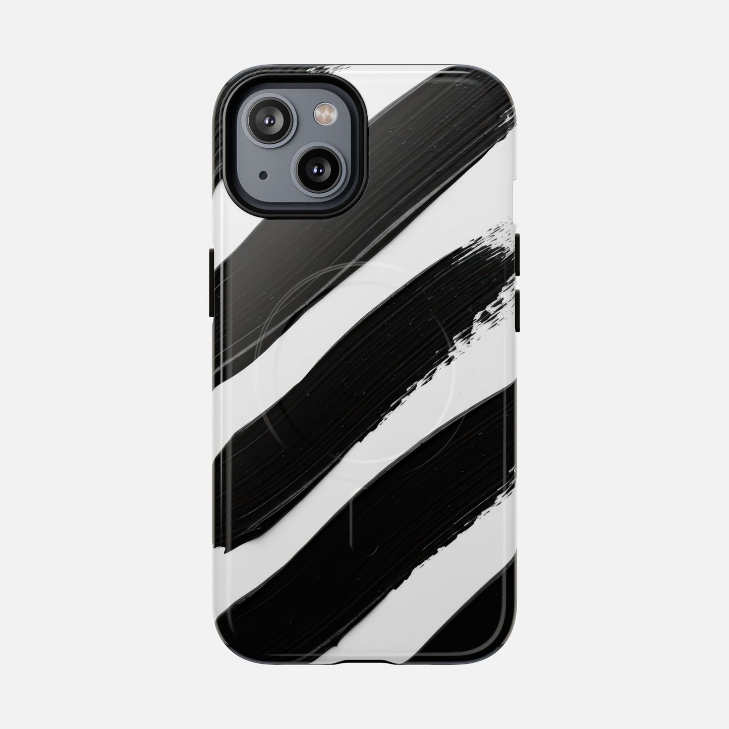 Abstract Black Brushstroke Magnetic Phone Case iPhone 14 Glossy Phone Case