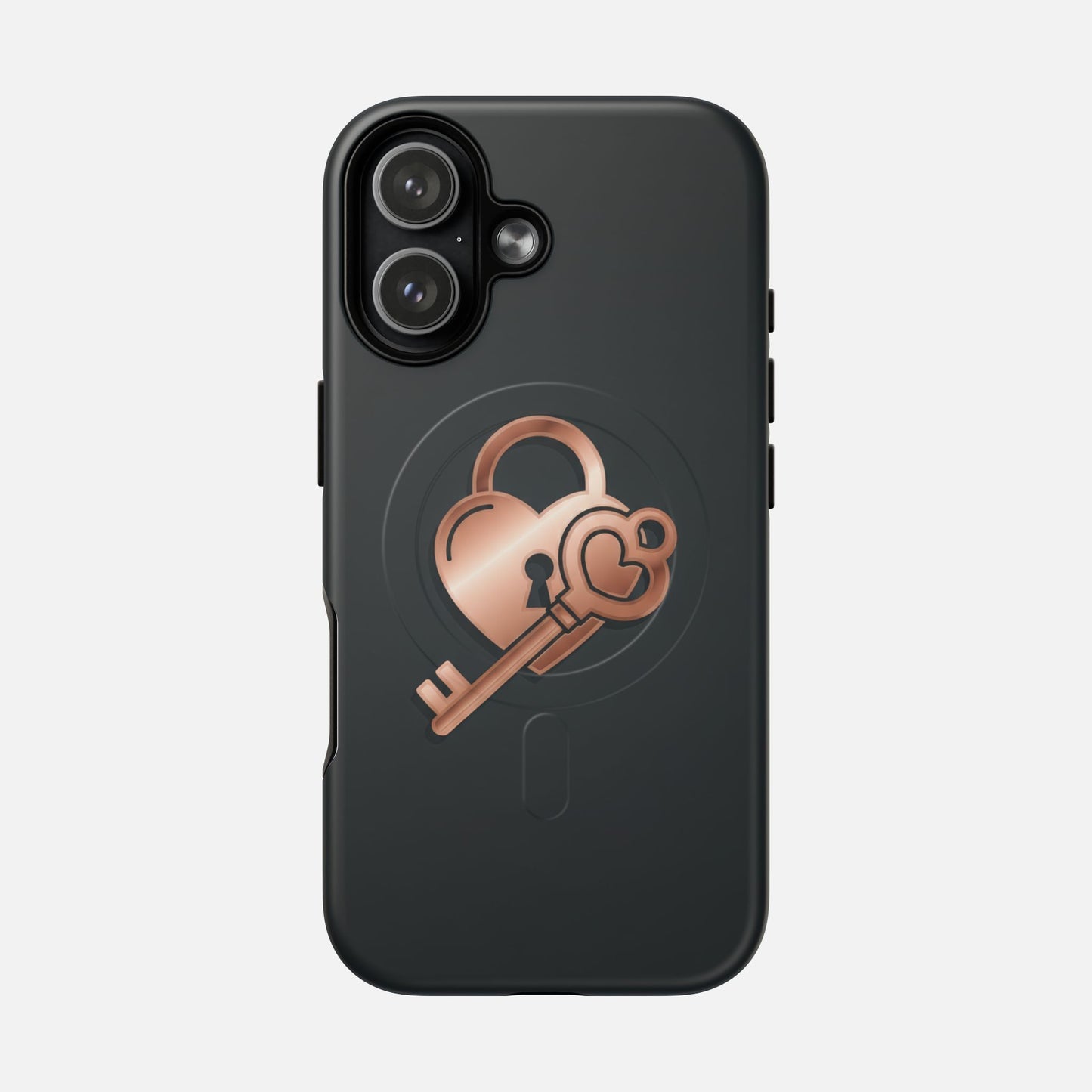 Rose Gold Lock & Key Design iPhone Case — Tough Magnetic | MagSafe Compatible