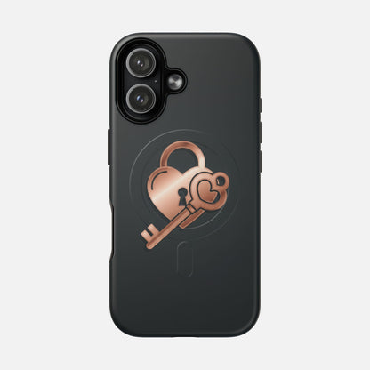 Rose Gold Lock & Key Design iPhone Case — Tough Magnetic | MagSafe Compatible