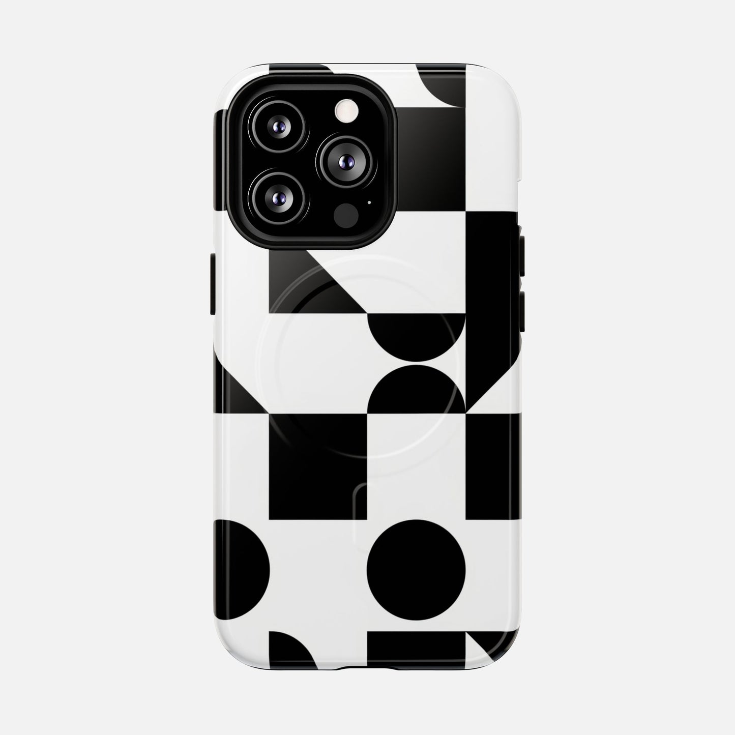 Geometric Black & White iPhone Case — Tough Magnetic | MagSafe Compatible