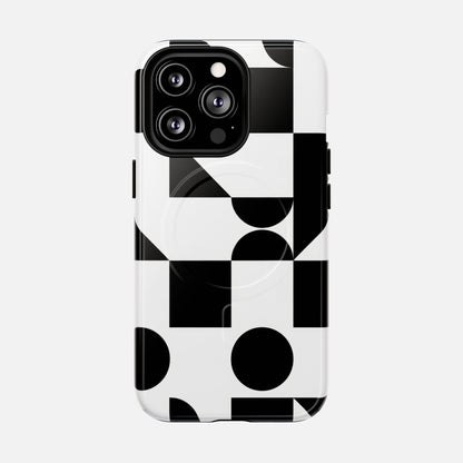 Geometric Black & White iPhone Case — Tough Magnetic | MagSafe Compatible