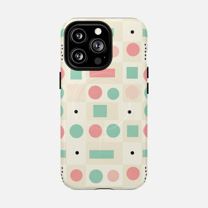 Pastel Circles & Squares iPhone Case — Tough Magnetic | MagSafe Compatible