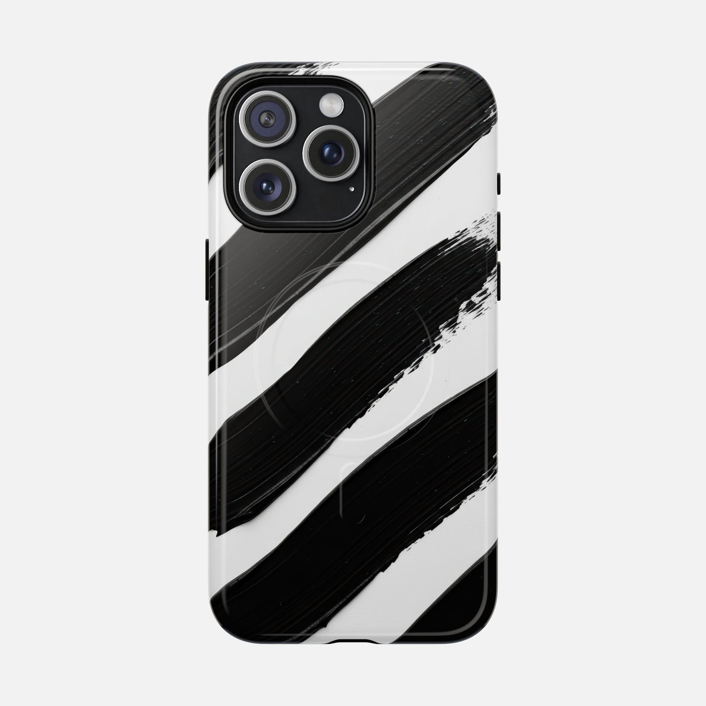 Abstract Black Brushstroke Magnetic Phone Case iPhone 15 Pro Max Glossy Phone Case