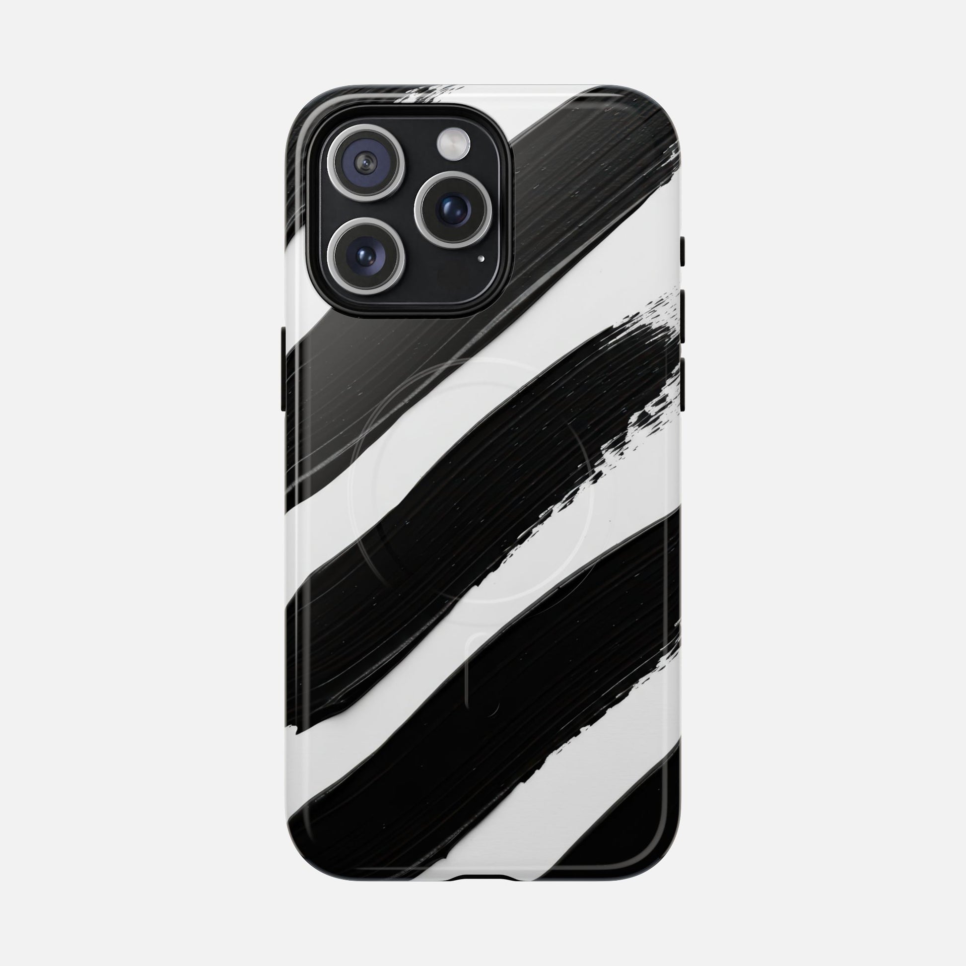 Abstract Black Brushstroke Magnetic Phone Case iPhone 15 Pro Max Glossy Phone Case