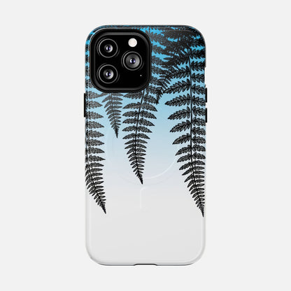Fern Silhouette With Blue Ombre iPhone Case — Tough Magnetic | MagSafe Compatible