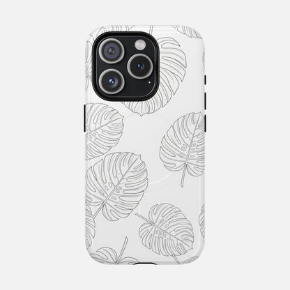 Monstera Leaf Clear Tropical Pattern iPhone Case — Tough Magnetic | MagSafe Compatible