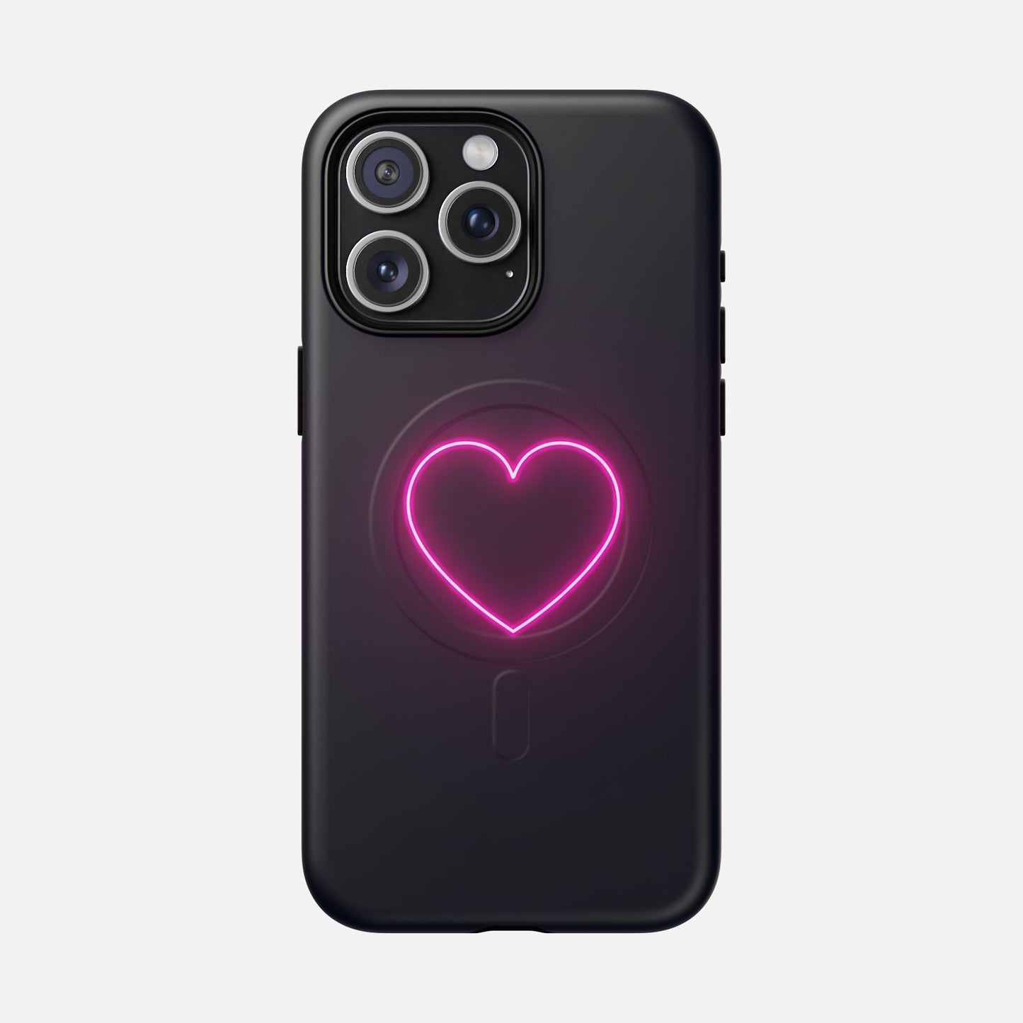 Neon Heart With Glow Pink iPhone Case — Tough Magnetic | MagSafe Compatible