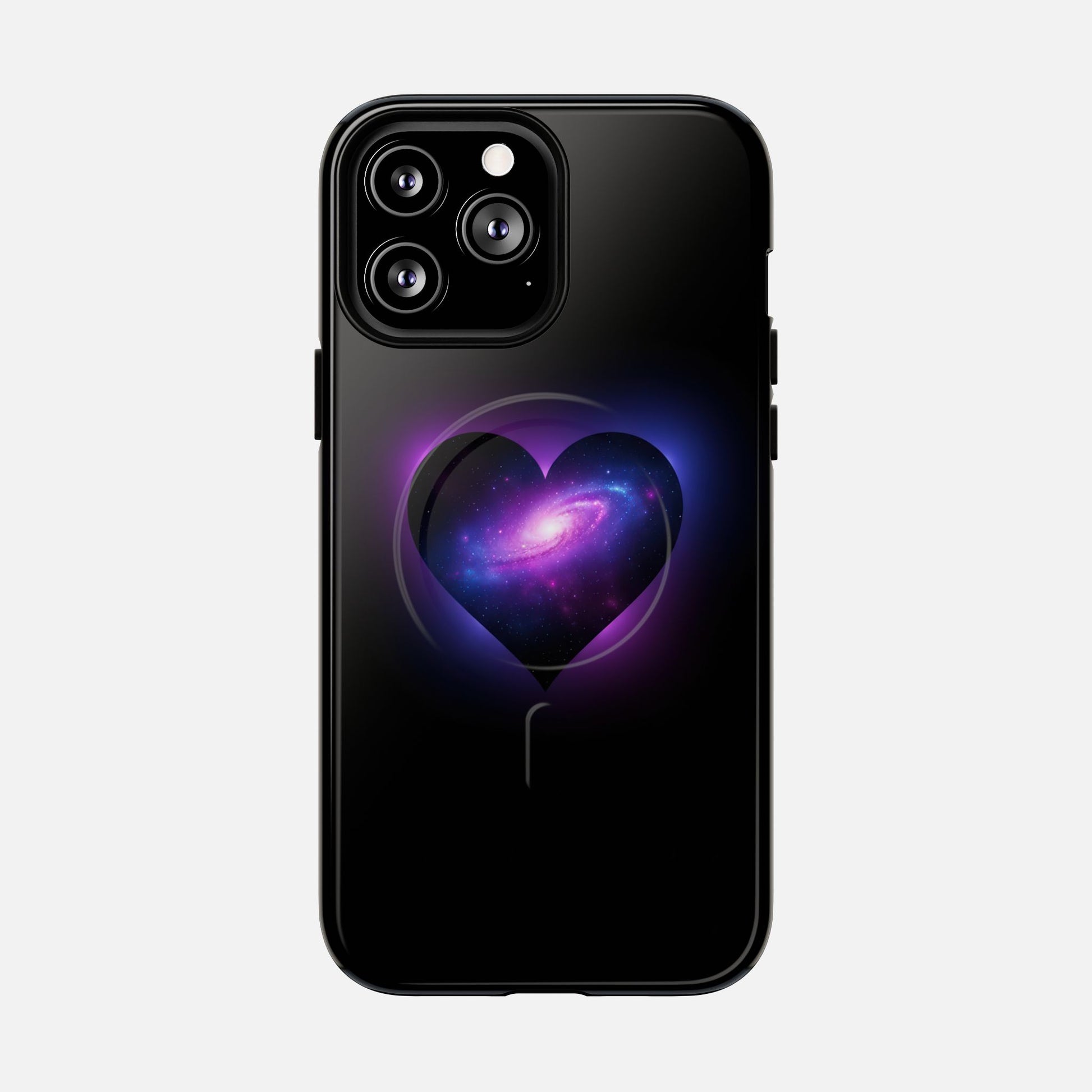 Galaxy Heart Tough Magnetic Phone Case — Magnetic Protective iPhone Cover with Purple Nebula Design iPhone 13 Pro Max Glossy Phone Case