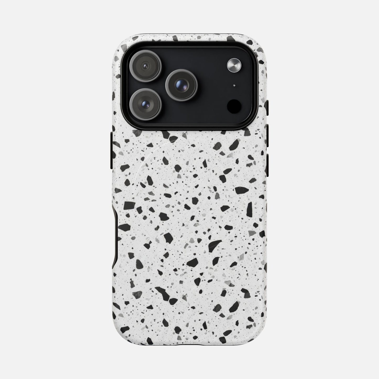 Terrazzo Black & White iPhone Case — Tough Magnetic | MagSafe Compatible