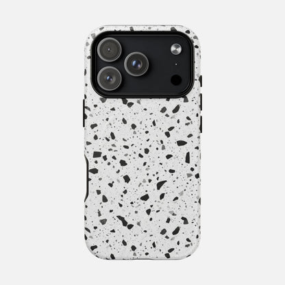 Terrazzo Black & White iPhone Case — Tough Magnetic | MagSafe Compatible