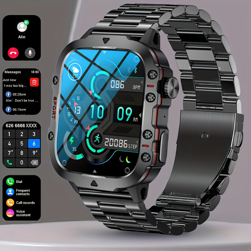 Rugged Smartwatch for Unisex - IP68 Waterproof, Wireless Calls, 100+ Sports Modes - Zaidni Store