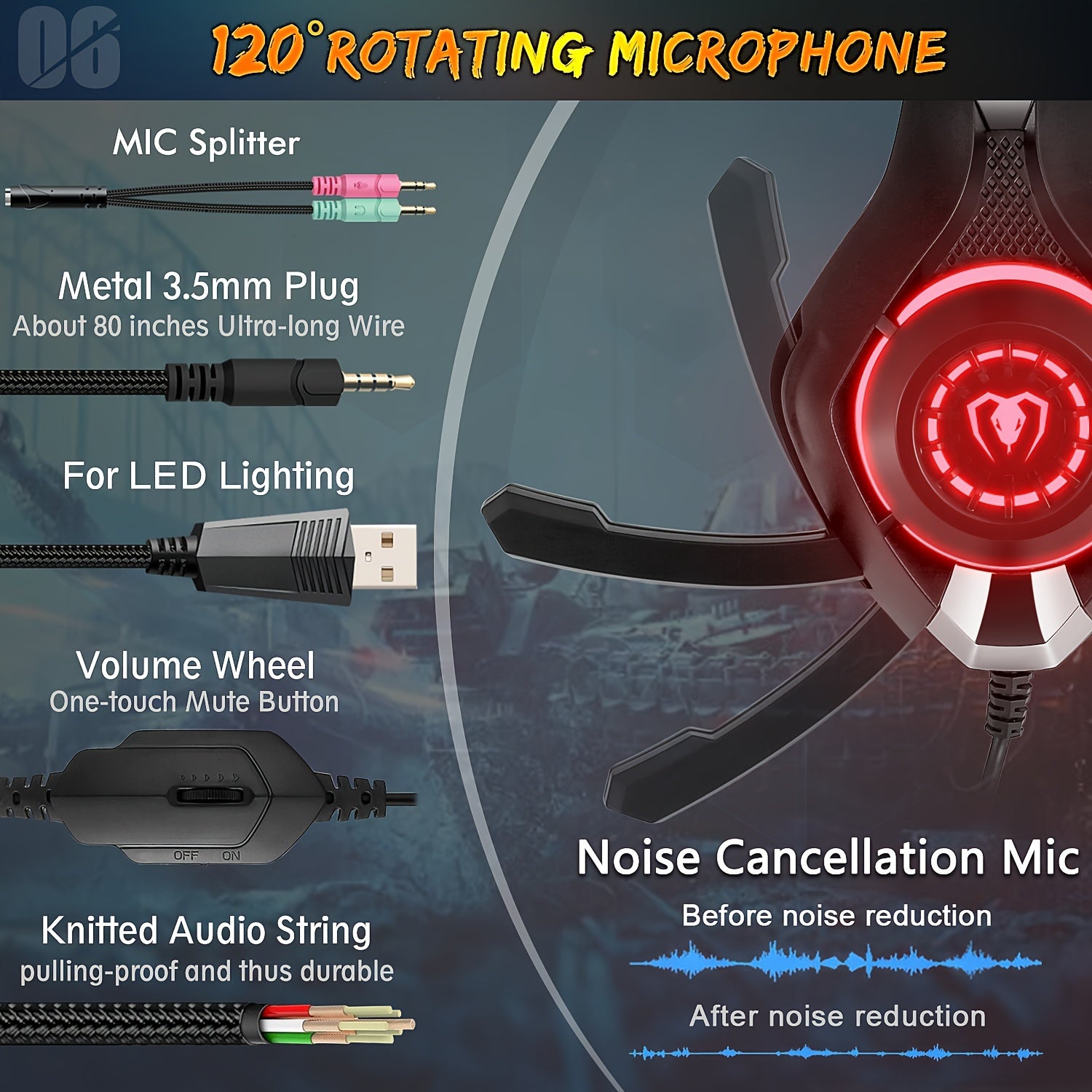 Gaming Headset with Noise-Canceling Mic - Deep Bass Stereo Sound for PS4/PS5/Xbox/Switch/PC - Zaidni Store