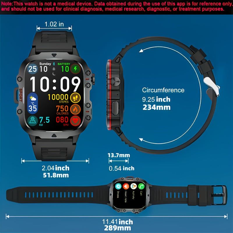 Rugged Smartwatch for Unisex - IP68 Waterproof, Wireless Calls, 100+ Sports Modes - Zaidni Store