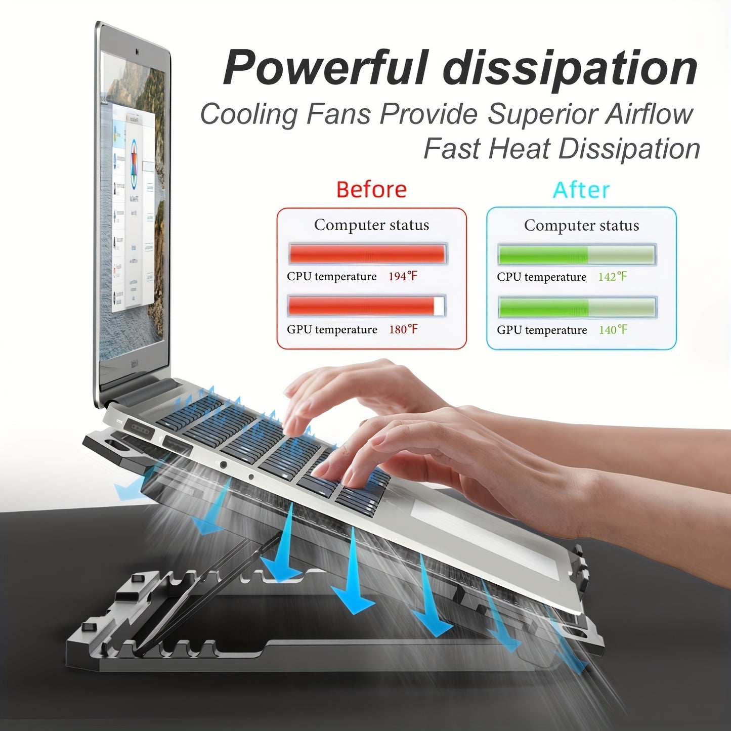 Dual Fan Metal Mesh Laptop Stand - ICE COOREL Cooling Base for Gaming - Zaidni Store