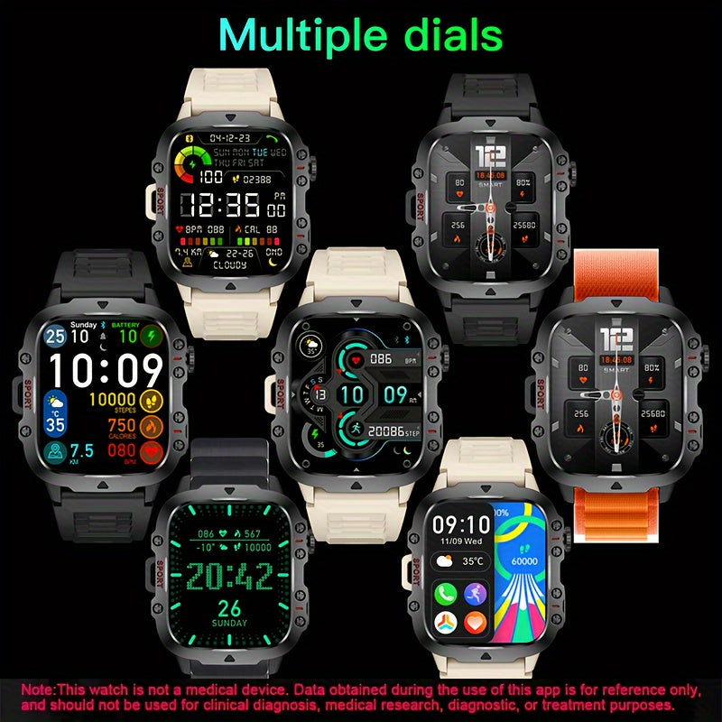 Rugged Smartwatch for Unisex - IP68 Waterproof, Wireless Calls, 100+ Sports Modes - Zaidni Store