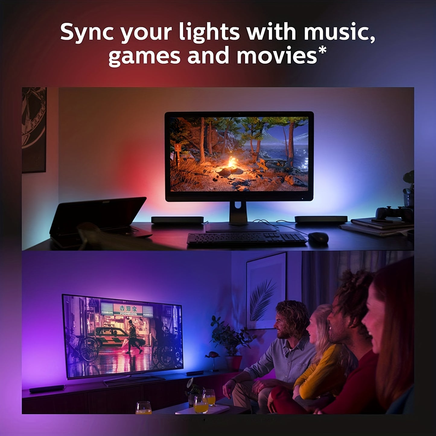 2-Pack Smart LED Light Bars with 100+ Dynamic & Music Sync Modes - TV Backlight & Mood Lighting - Zaidni Store